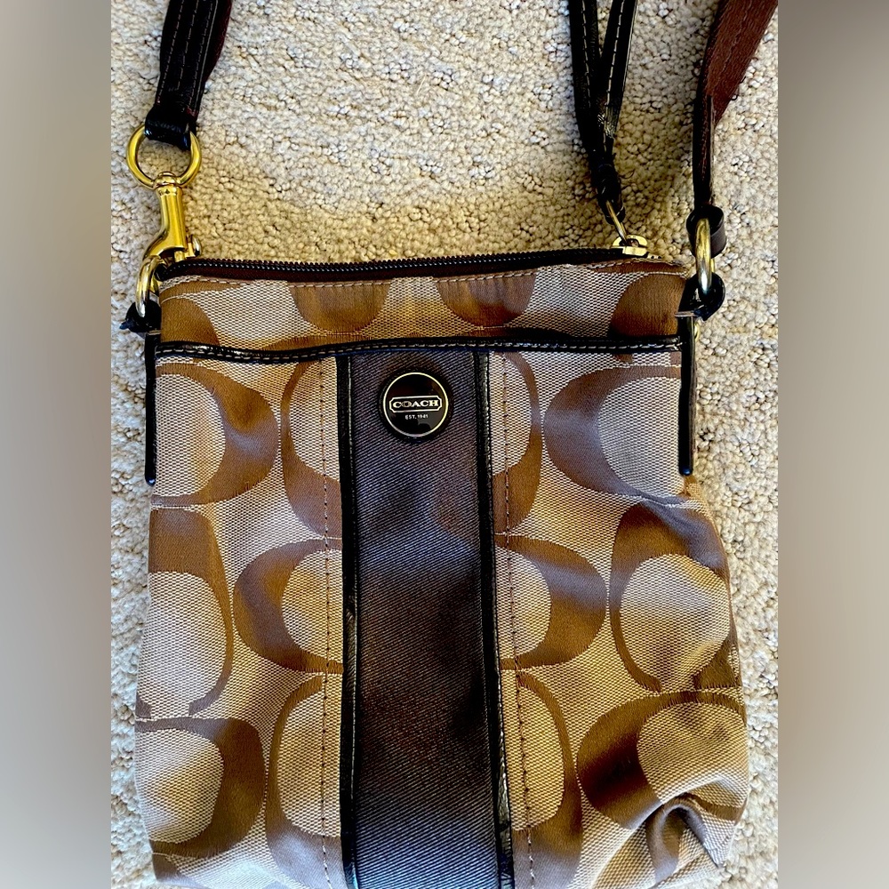 Coach Brown Large “C” Monogram Crossbody Bag